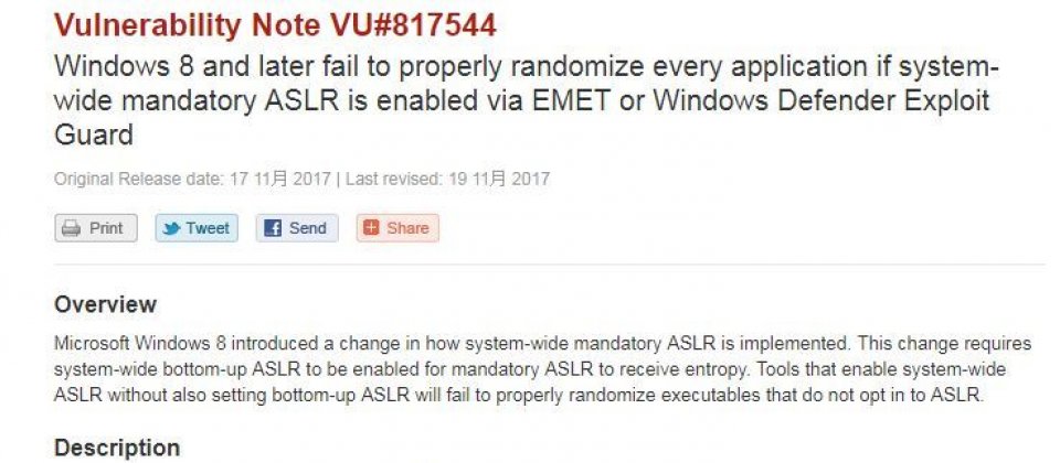 US-CERT警告Windows的ASLR含有可接管系統的臭蟲