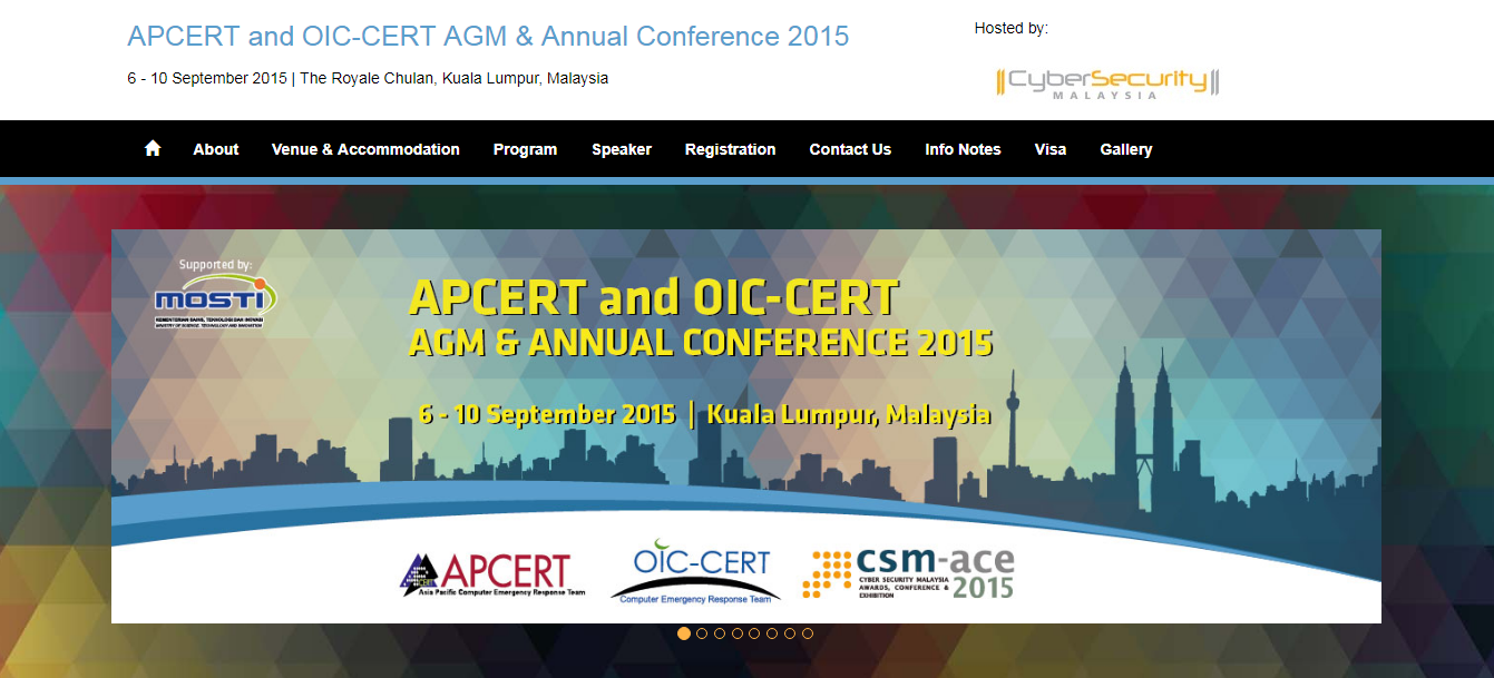 至馬來西亞吉隆坡參加APCERT and OIC-CERT AGM & Annual Conference