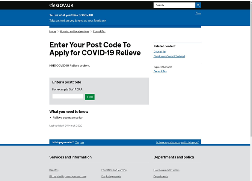 COVID-19-Enter Your Post Code To Apply for COVID-19 Relieve