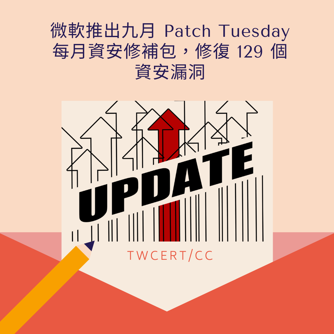 微軟推出九月 Patch Tuesday 每月資安修補包，修復 129 個資安漏洞 TWCERT/CC