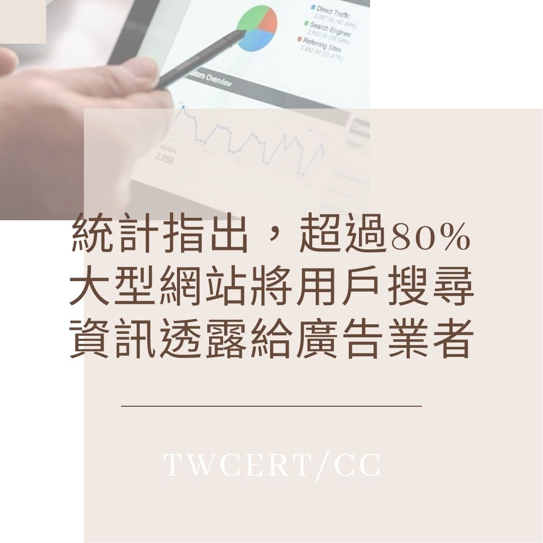 統計指出，超過 80% 大型網站將用戶搜尋資訊透露給廣告業者 TWCERT/CC