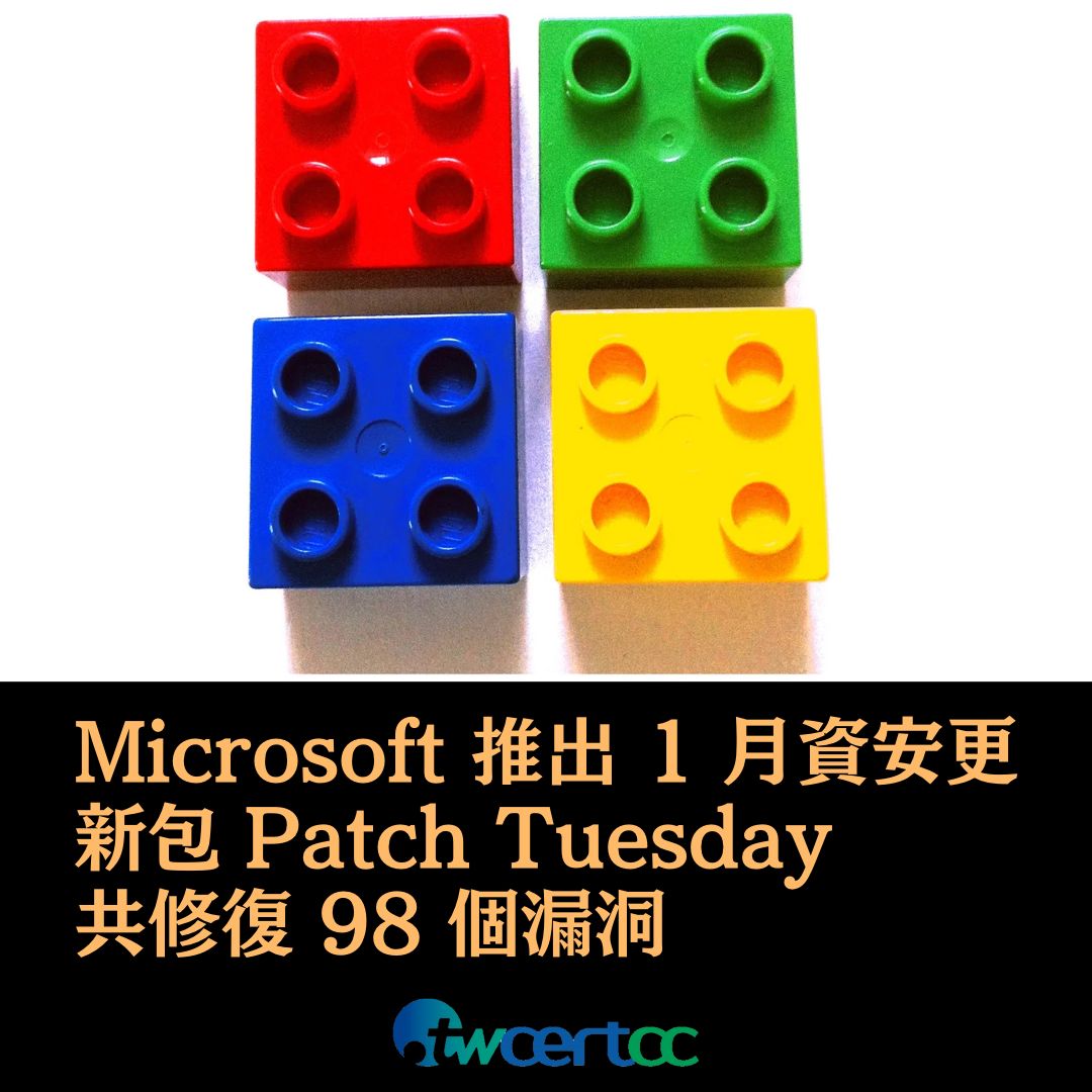 Microsoft 推出 2023 年 1 月資安更新包 Patch Tuesday，共修復 98 個漏洞，其中有 1 個 0-day 漏洞 twcertcc