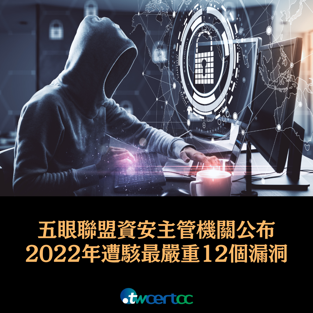 五眼聯盟公布 2022 年遭駭最嚴重 12 個漏洞 twcertcc
