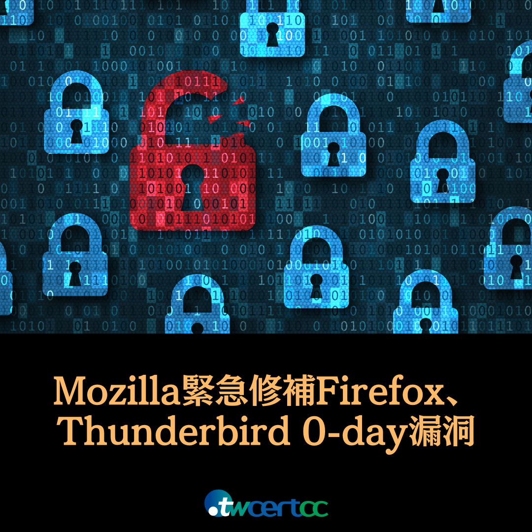 Mozilla 緊急修補 Firefox、Thunderbird 已遭用於駭侵攻擊的 0-day 漏洞 twcertcc