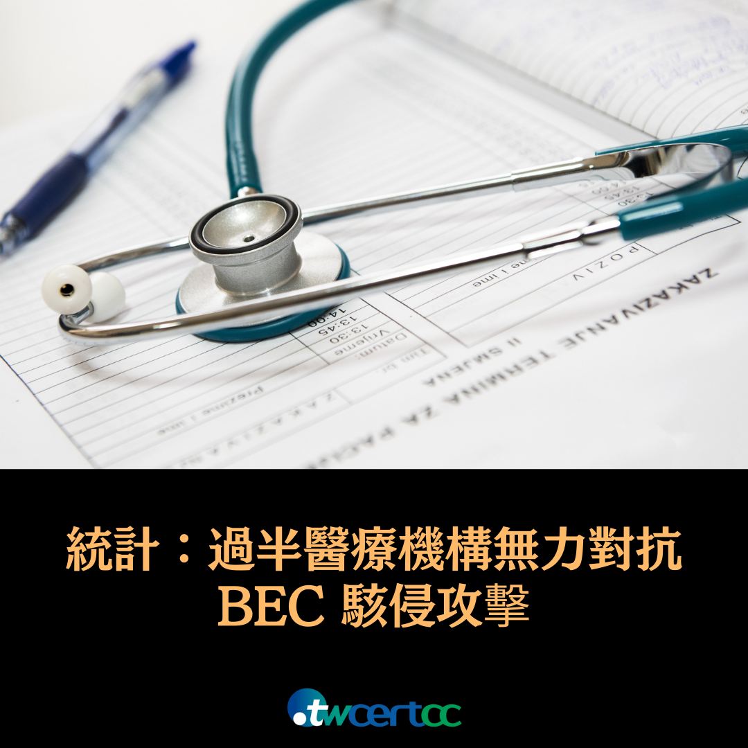 統計：過半醫療機構無力對抗 BEC 駭侵攻擊 twcertcc